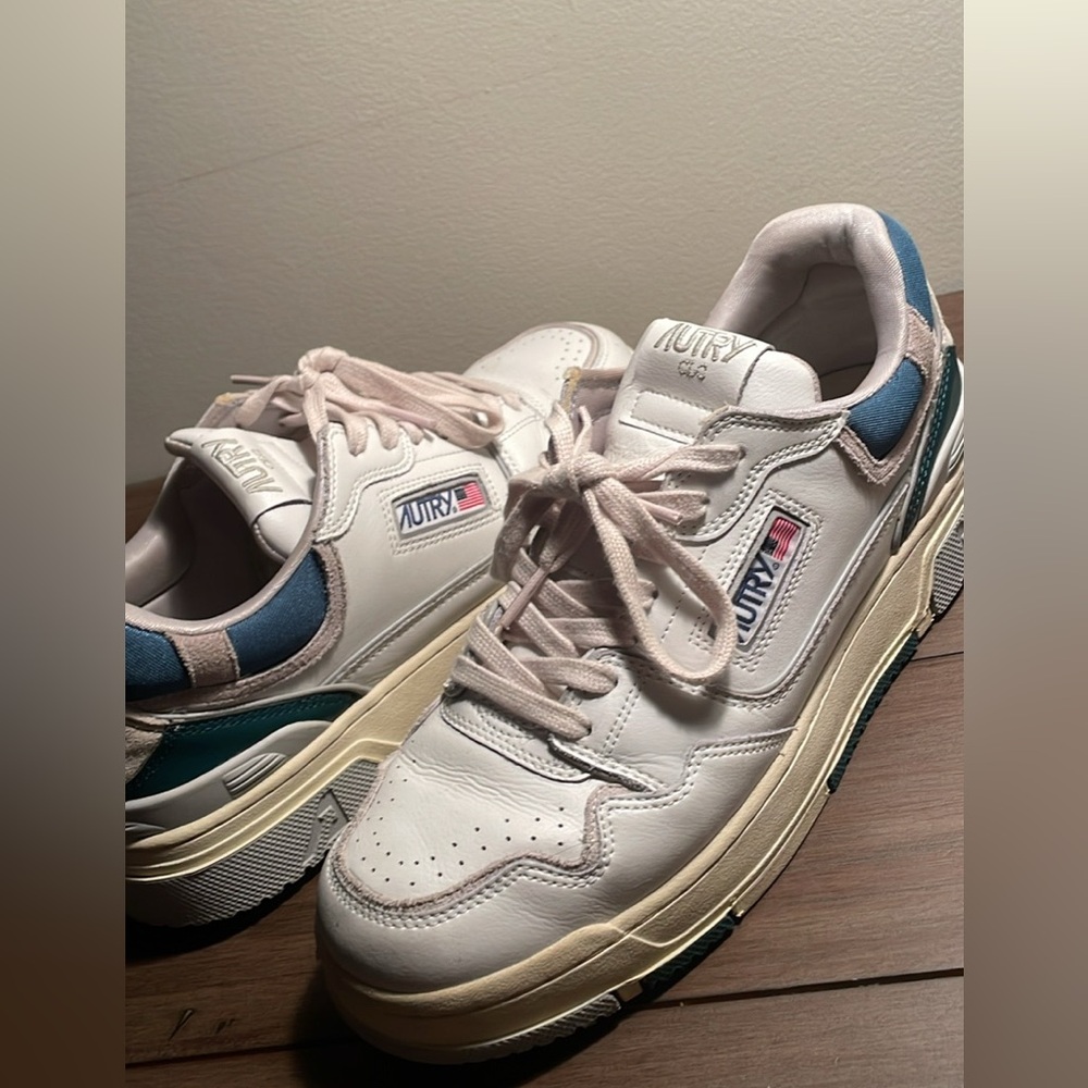 Autry Men's White and Teal Sneakers